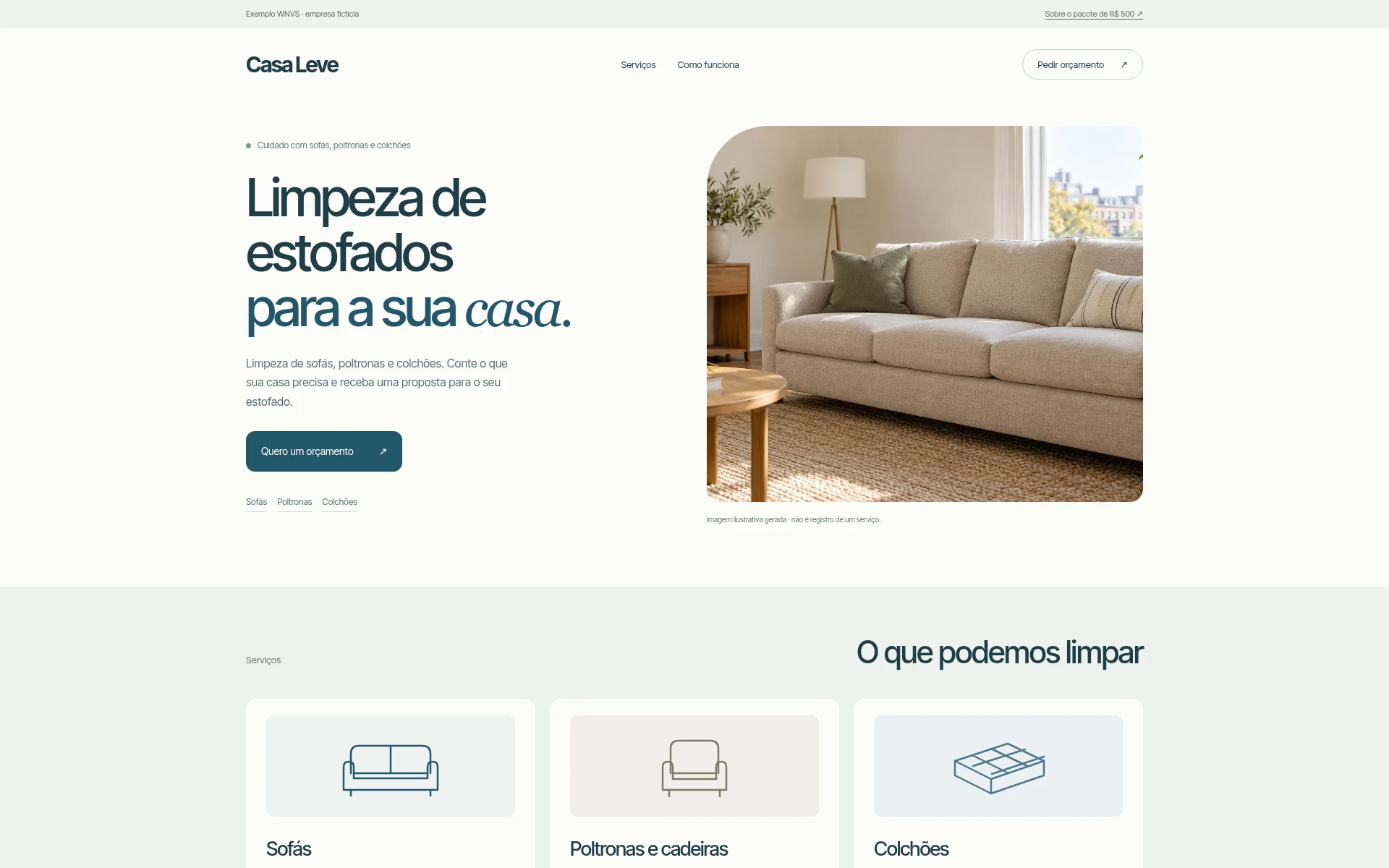 Página inicial de Casa Leve