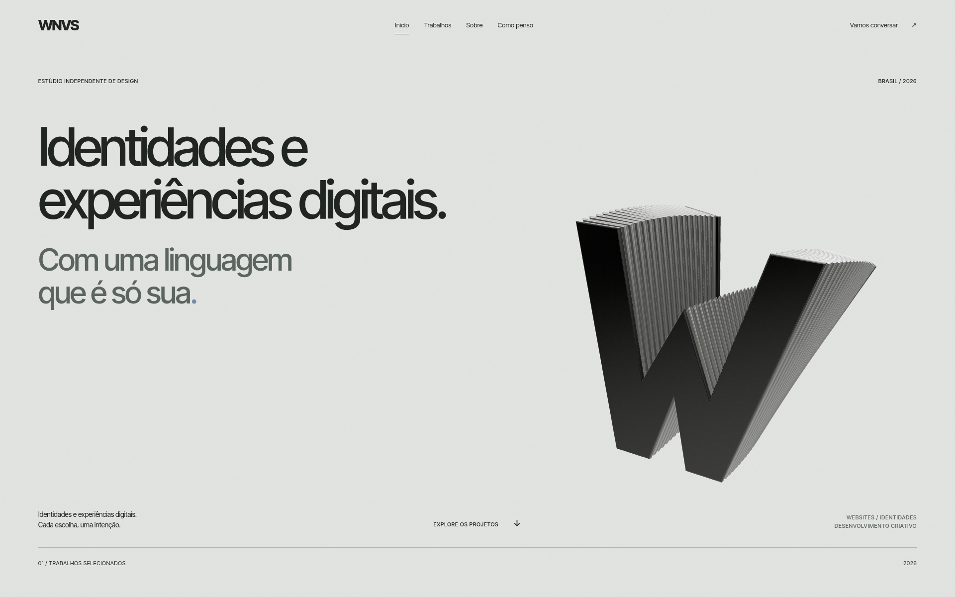 Website de WNVS: aplicação da identidade na interface digital.